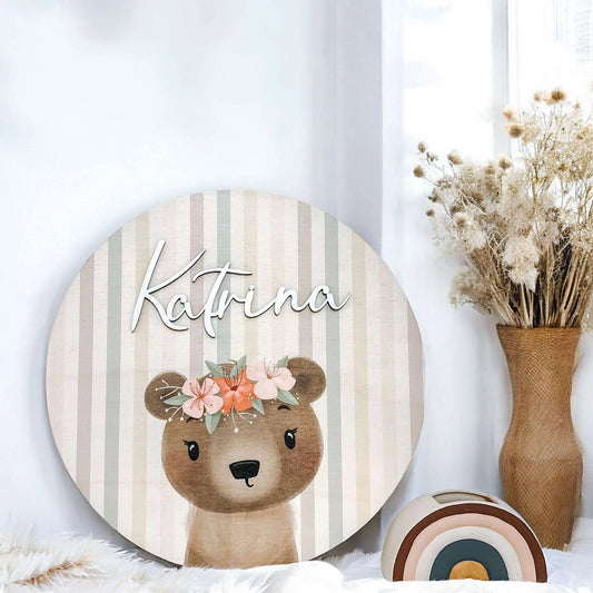 Blossom Bear Wooden Plaque