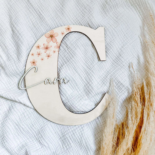 Blossoms Wooden Initial