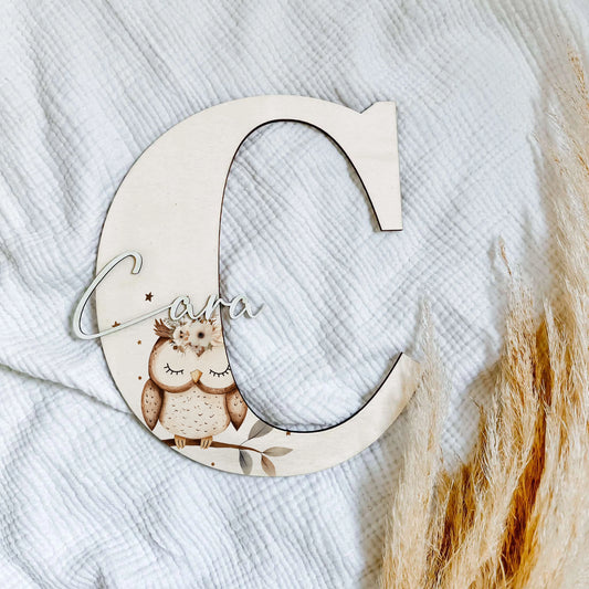Cute owl Wooden initial
