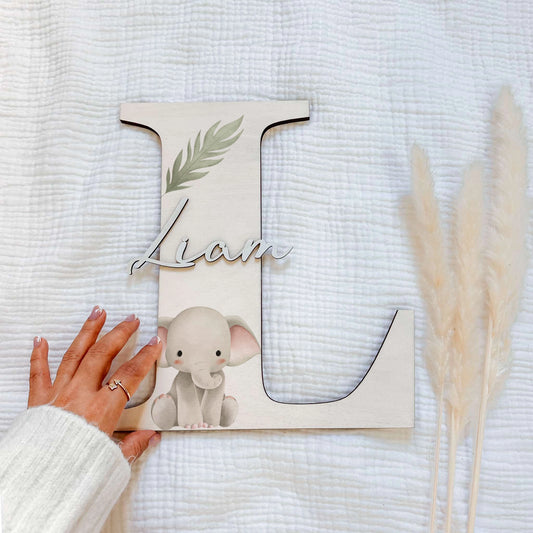 Elephant Wooden Initial