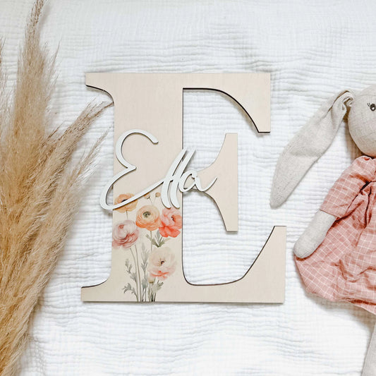 Floral Bliss Wooden Initial