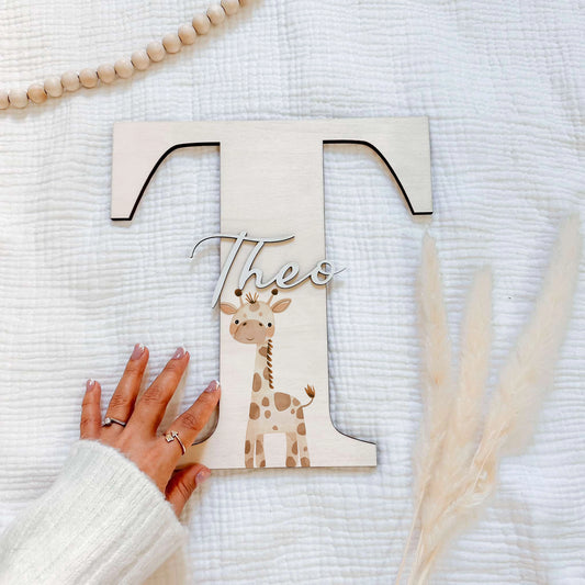 Tall Giraffe Wooden initial