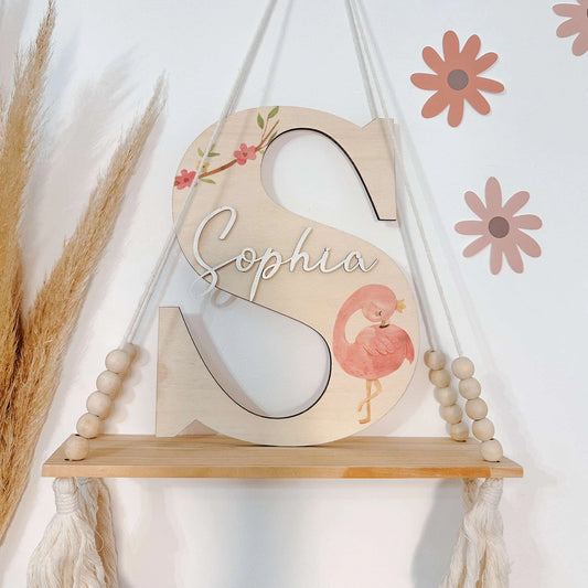 Tropical Flamingo Wooden initial